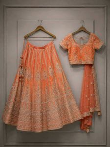 Ornate Orange dabka Lehenga
