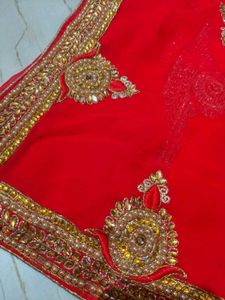 Stunning Red Embroidered Saree