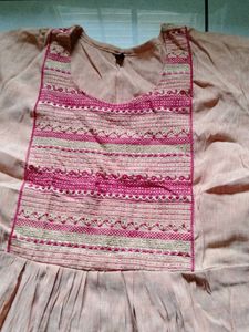 Peach Embroidered Kurta