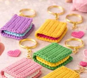 Crochet Mini Book Keychain