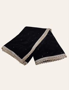 Elegant Black Velvet Dupatta with Embellishments