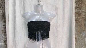 I. Black Lace Fringe Tube Top
