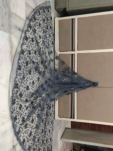 Elegant Grey Floral Embellished Net Dupatta