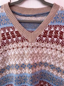 Vintage Patterned Knit Vest