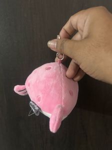 pink puffer fish or whale keychain plush from