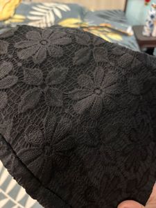 Black Floral Textured Shorts