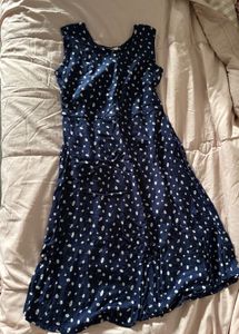 Navy Polka Dot Sleeveless Dress