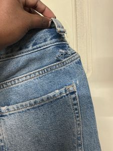 high waist Ripped Knee Denim Jeans