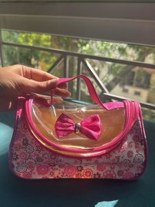 Cute Pink Floral Cosmetic Vanity Pouch