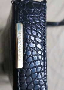 Maria Kurki Black Croc Embossed Crossbody Bag