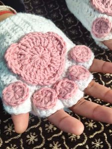 Crochet Paw Hand Gloves