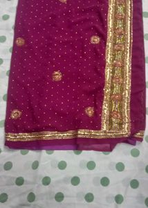 Beautiful Embellished Magenta Saree