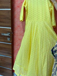 Beautiful Yellow Gown With Polka Print