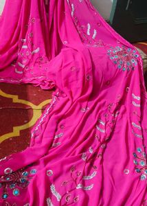 Vibrant Pink Embroidered Saree