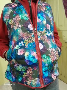 Reversible Padded Vest with Fur Hood