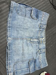 Denim Cargo Skirt