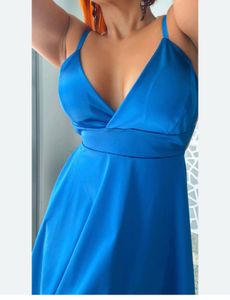 Stunning Blue V-Neck Midi Dress