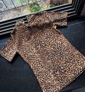 Leopard Print Top with Collar Detail