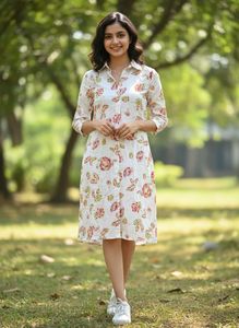 Floral Button-Down Shirt Dress