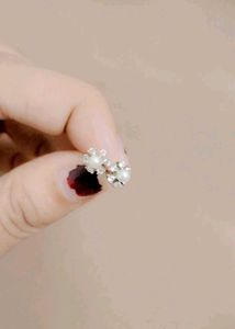 Silver Diamond Pearl Stud Earrings 💎💎