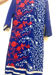 Embroidered Blue Kurta,pajama,dupatta set
