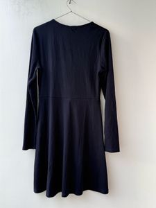 Blue Ribbed Long Sleeve Dress