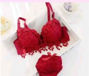 Women's Honeymoon Hot Lacy Red Bra &amp; Panty Set