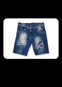 Distressed Blue Denim Shorts