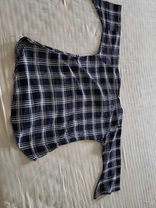 Classic Navy &amp; White Plaid Top