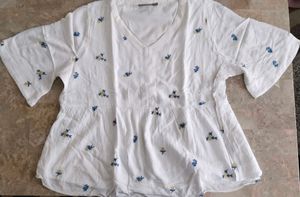 Embroidered White Tunic Top