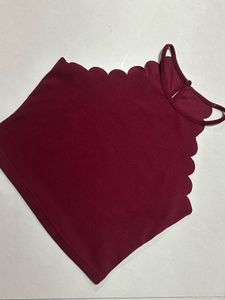 Burgundy Scalloped Halter Top