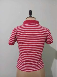 Classic Red &amp; White Striped Polo Shirt