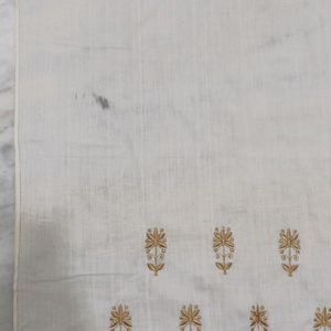 Khadi off white stole cum dupaata with golden embr