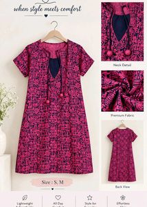 Pink & Navy Printed Kurta