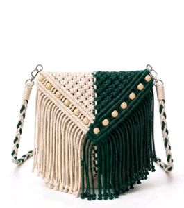 Boho Macrame Fringe Crossbody Bag, crochet