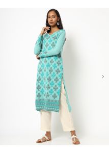 Avaasa Turquoise Blue Knitted Kurta Size L