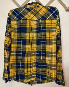 Yellow &amp; Navy Plaid Shirt