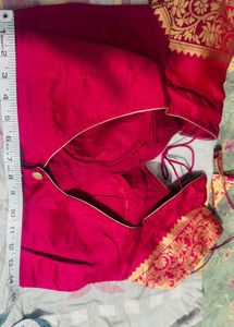 Pink Green Silk Saree-Blouse