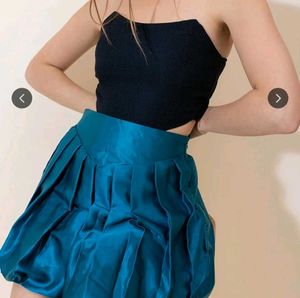 Chic Teal Bubble Skirt