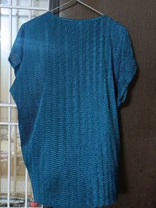 Teal Textured Short Sleeve Top
