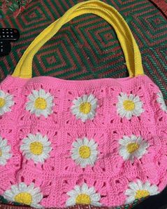 Handmade Crochet Daisy Handbag