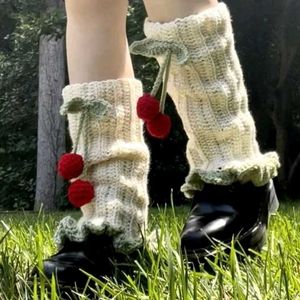 Cherry Knitted Leg Warmers