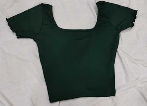 Front round neck,back deep neck,short sleeve crop