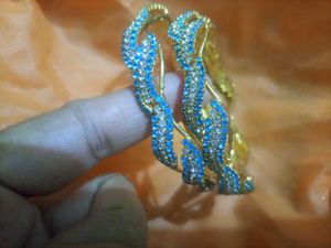 Sparkling Blue & Gold kada Set