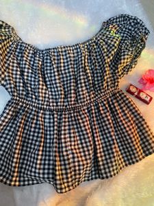 Gingham Off-Shoulder Top