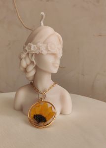Real Sunflower Floral Necklace Pendant