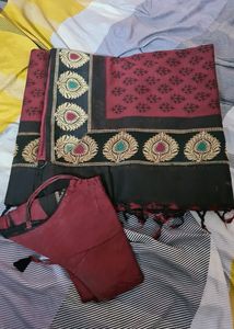Red And Black Saree Is For Sale