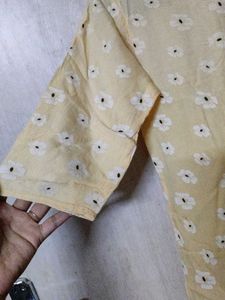 Yellow floral print kurta