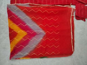 red rajasthani suit