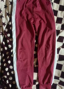 Mauve Track Pants with White Stripe